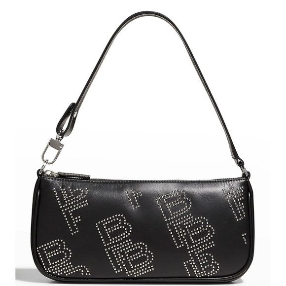 By Far Rachel Black Stud Leather Shoulder Bag - Picture 13 of 16